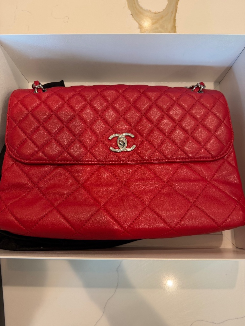 Red Chanel lambskin jumbo flap spring collection - full set